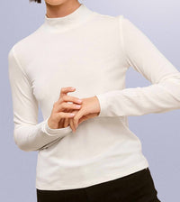 La Miel - Stretchy Ribbed Long Sleeve Mock Neck Basic Top