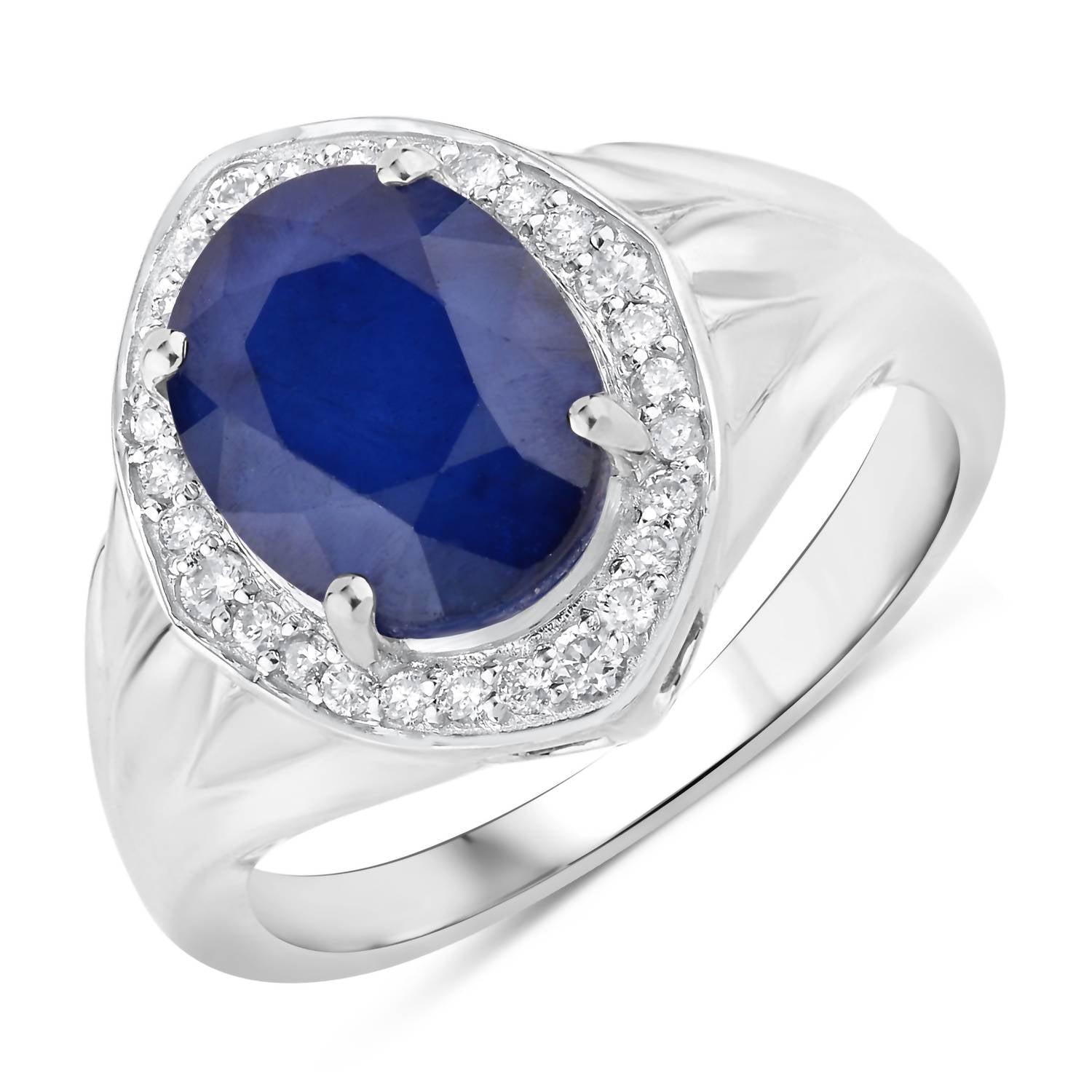 Diana M Jewels Women's Oval Natural Sapphire Fashion Ring (3.31 Ct) - Signature Plus in 14k white gold - women's jewelry