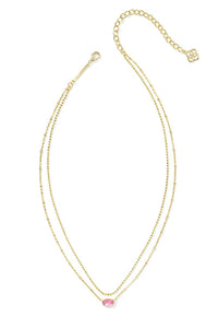 Kendra Scott Women's Emilie Multi Strand Necklace in gold pink mix - women's jewelry - detail view