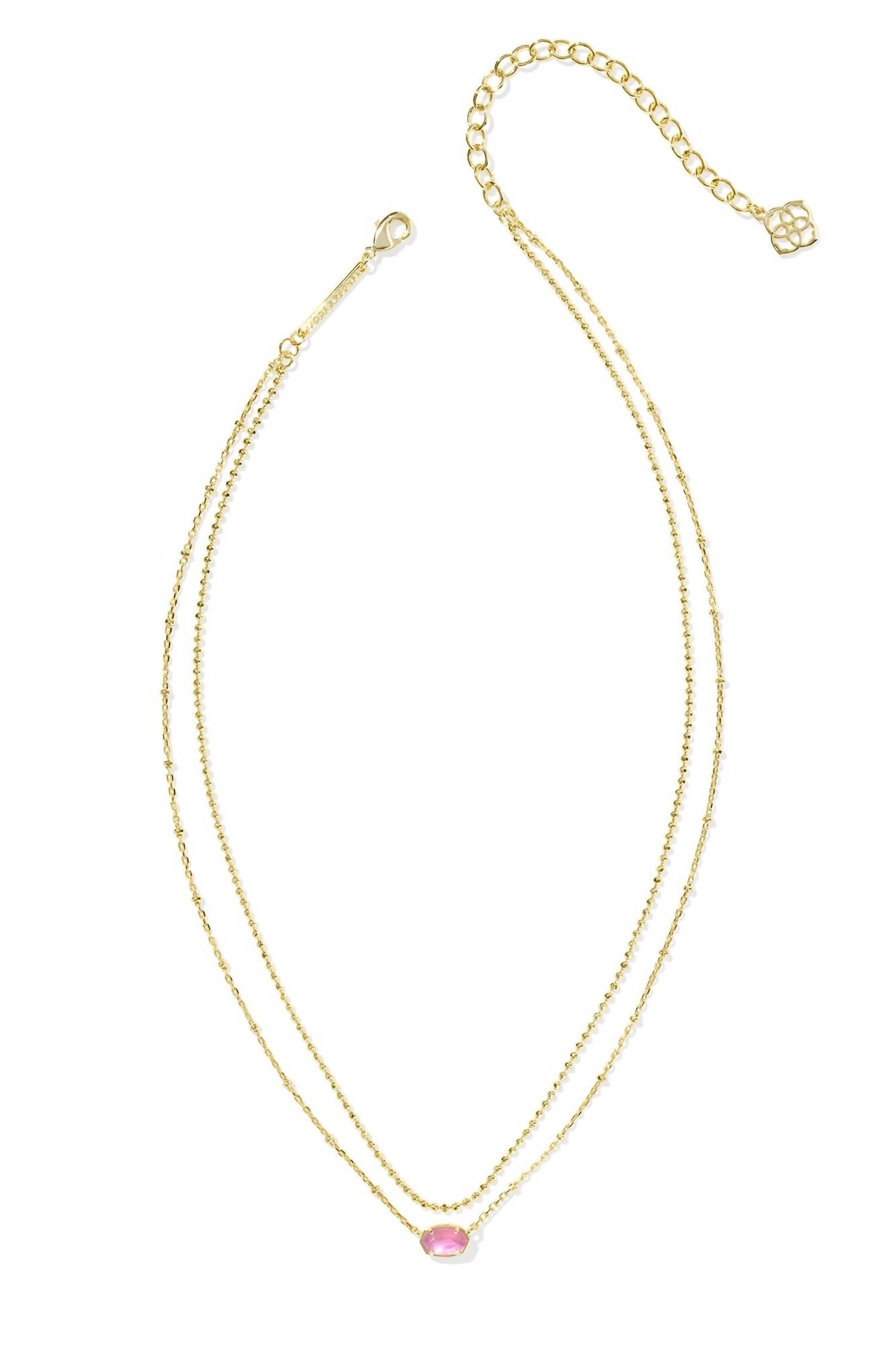 Kendra Scott Women's Emilie Multi Strand Necklace in gold pink mix - women's jewelry - detail view