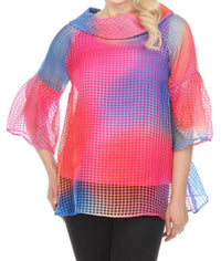 Joseph Ribkoff - Gradient Check Semi-sheer 2-piece Tunic