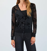 FDJ Two Piece Mesh Cardigan Set in black - women's cardigan