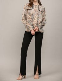 Fate - Esme Animal-print Lace Peasant Blouse