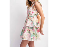 Sweet Generis - Lovely Print Eyelet Tiered Mini Dress