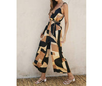 Dress Forum - Printed Surplice Wide Leg Jumpsuit