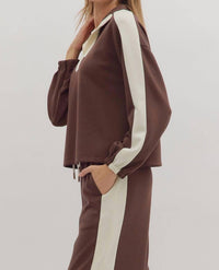 Entro - Contrast Collar Pant Set