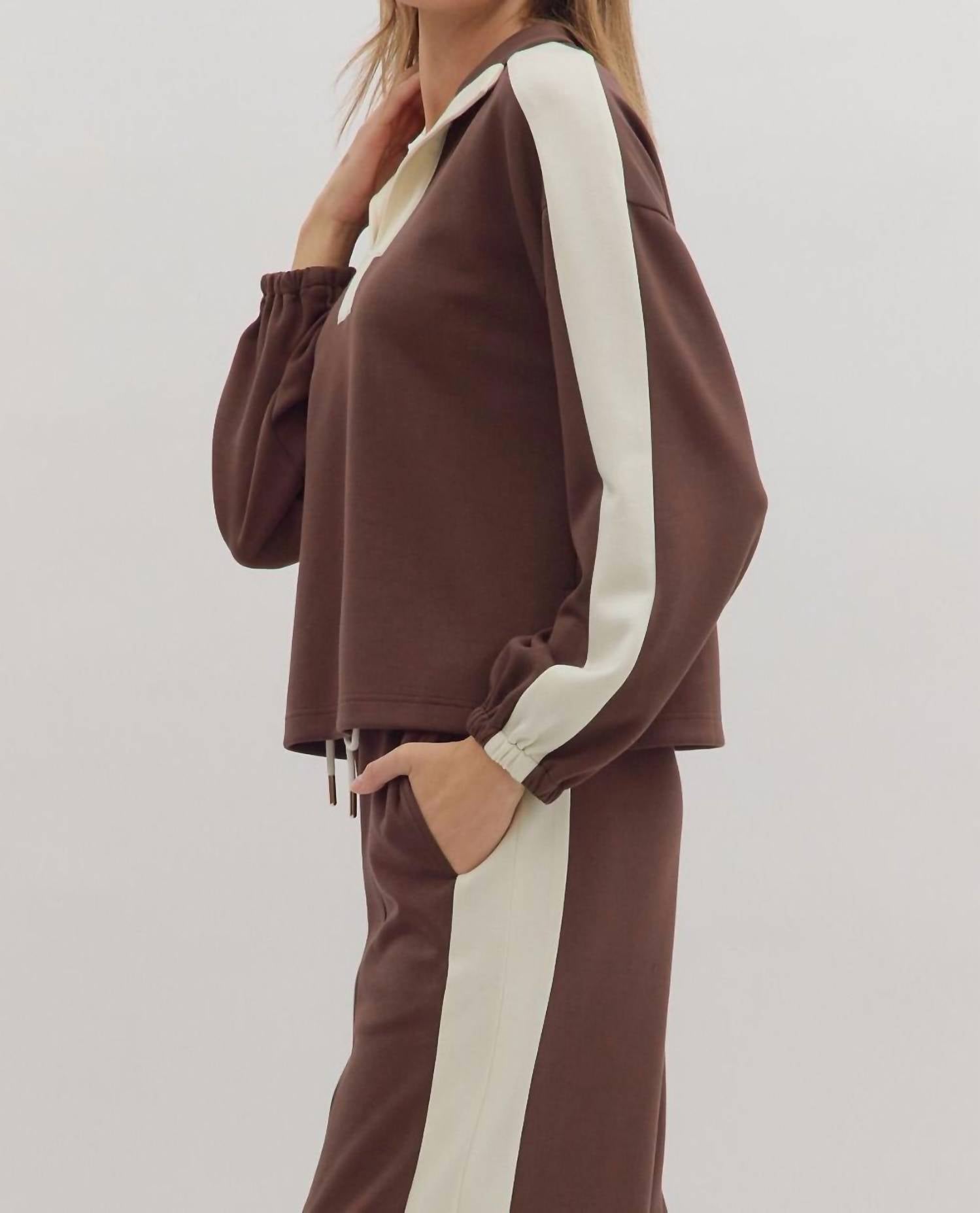 Entro - Contrast Collar Pant Set
