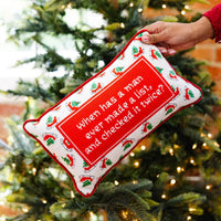 Furbish Studio - Check It Twice Needlepoint Pillow