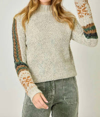 Mystree - Mock Neck Fair Isle Cuff Sweater