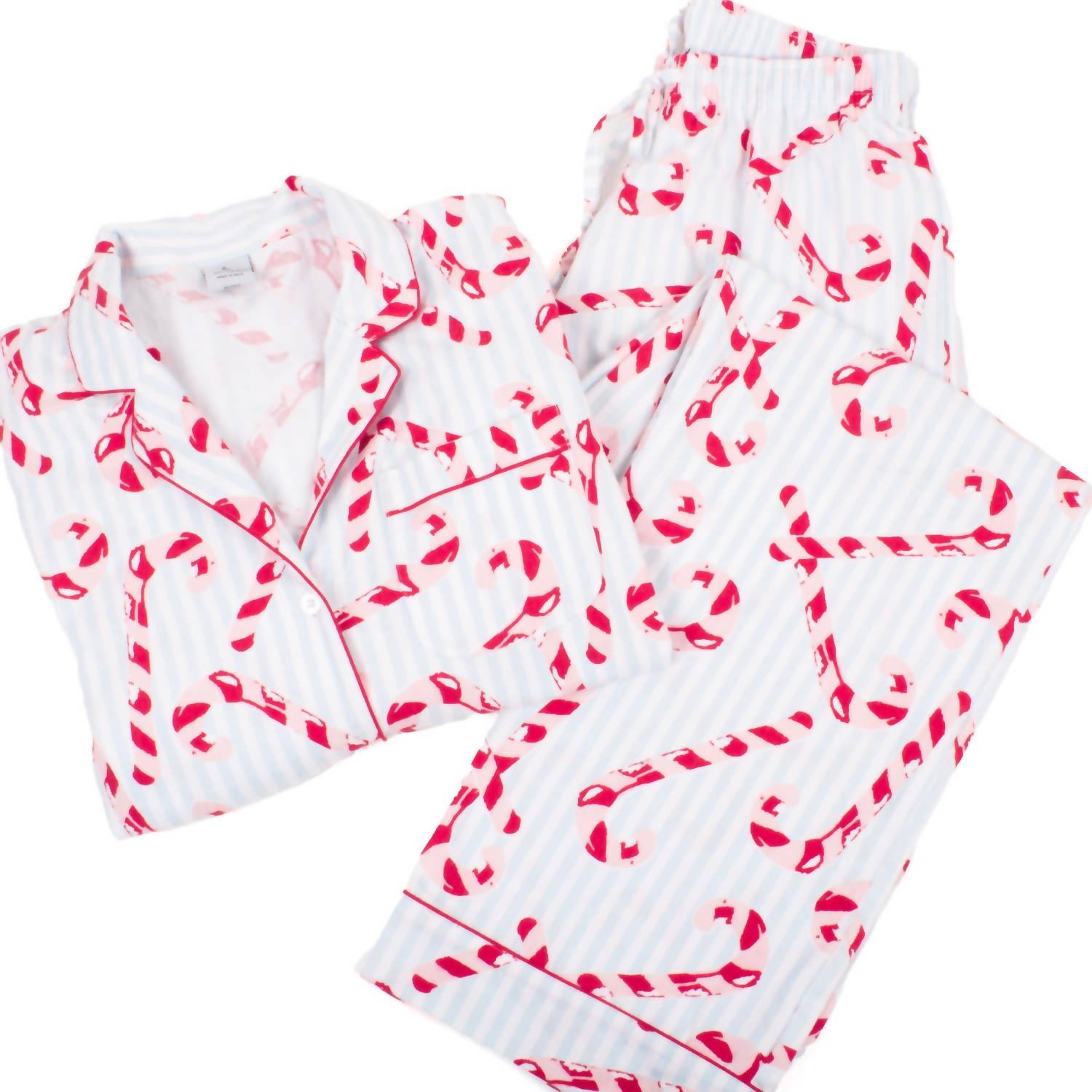 8 Oak Lane - Candy Cane Stripe Flannel Pj Set Xs/s