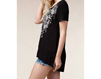 VOCAL APPAREL Short Sleeves Print Top in black - women's t-shirt - view 4