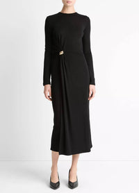 Vince - Cinched-waist Wool-blend Long-sleeve Dress
