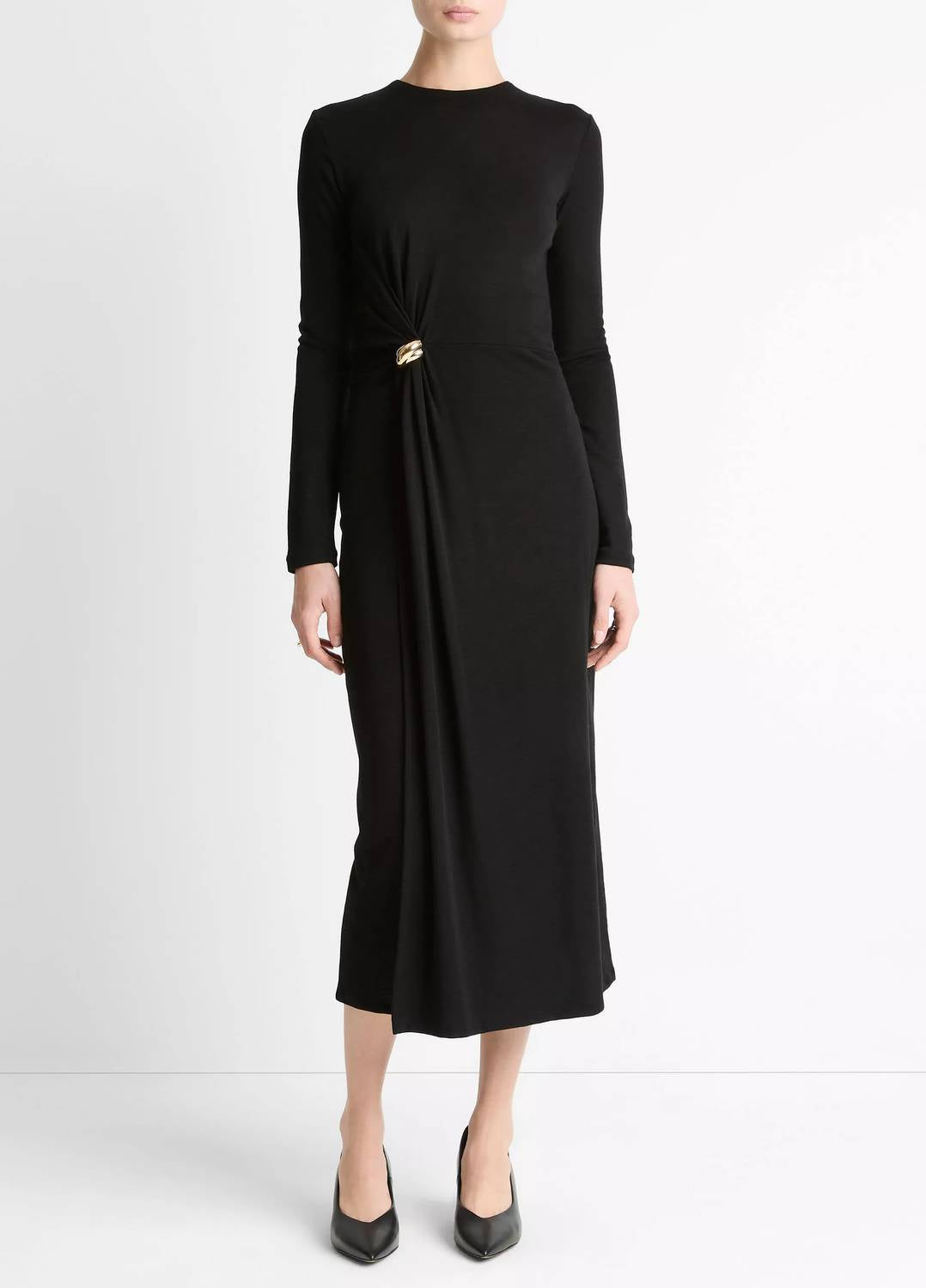 Vince - Cinched-waist Wool-blend Long-sleeve Dress