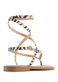 Andrea Women's Zebra-print Strap Sandal in beige - women's sandal - detail view