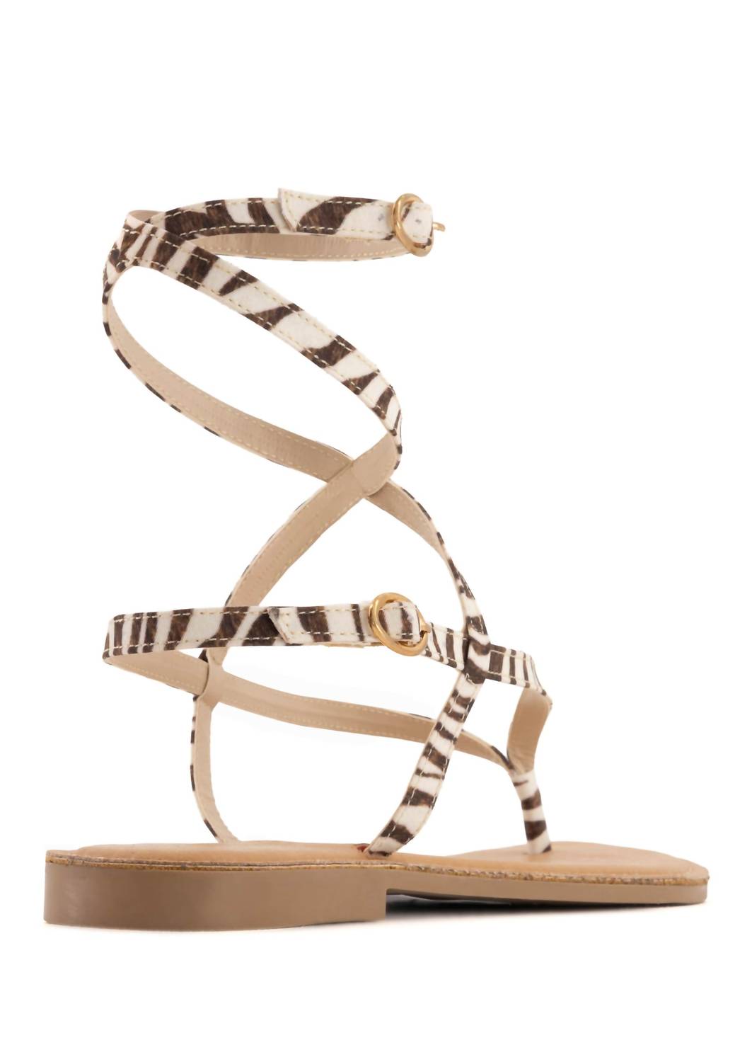 Andrea Women's Zebra-print Strap Sandal in beige - women's sandal - detail view