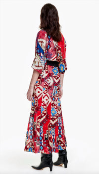 Smythe - Dolman Midi Dress Crimson Persian Print