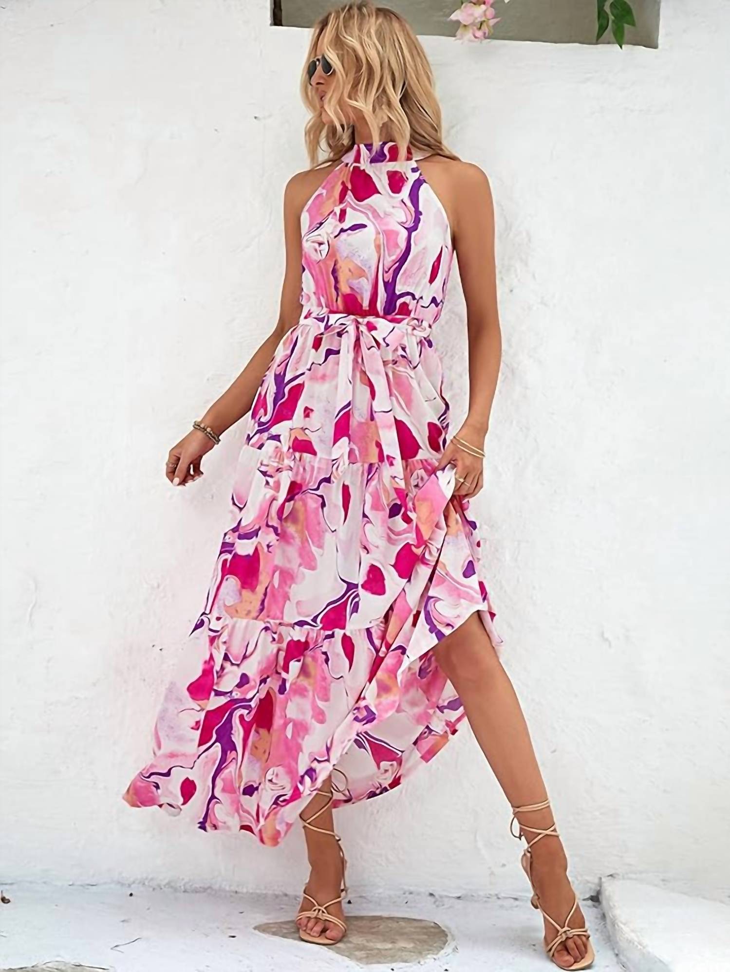 Miss Sparkling - Halter Maxi Dress