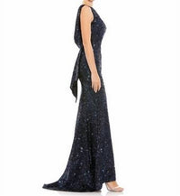 Mac Duggal - Cowl Back Boat Neck Sequined Evening Gown