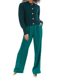 ALLISON NEW YORK JOAN SATIN PANTS in emerald - women's pants - view 5