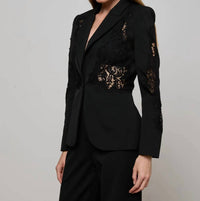 L'Agence Clementine Lace Applique Blazer in black 1 - women's jacket - alternate view
