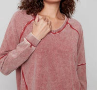 Charlie B - Cold Dye French Terry V-neck Top