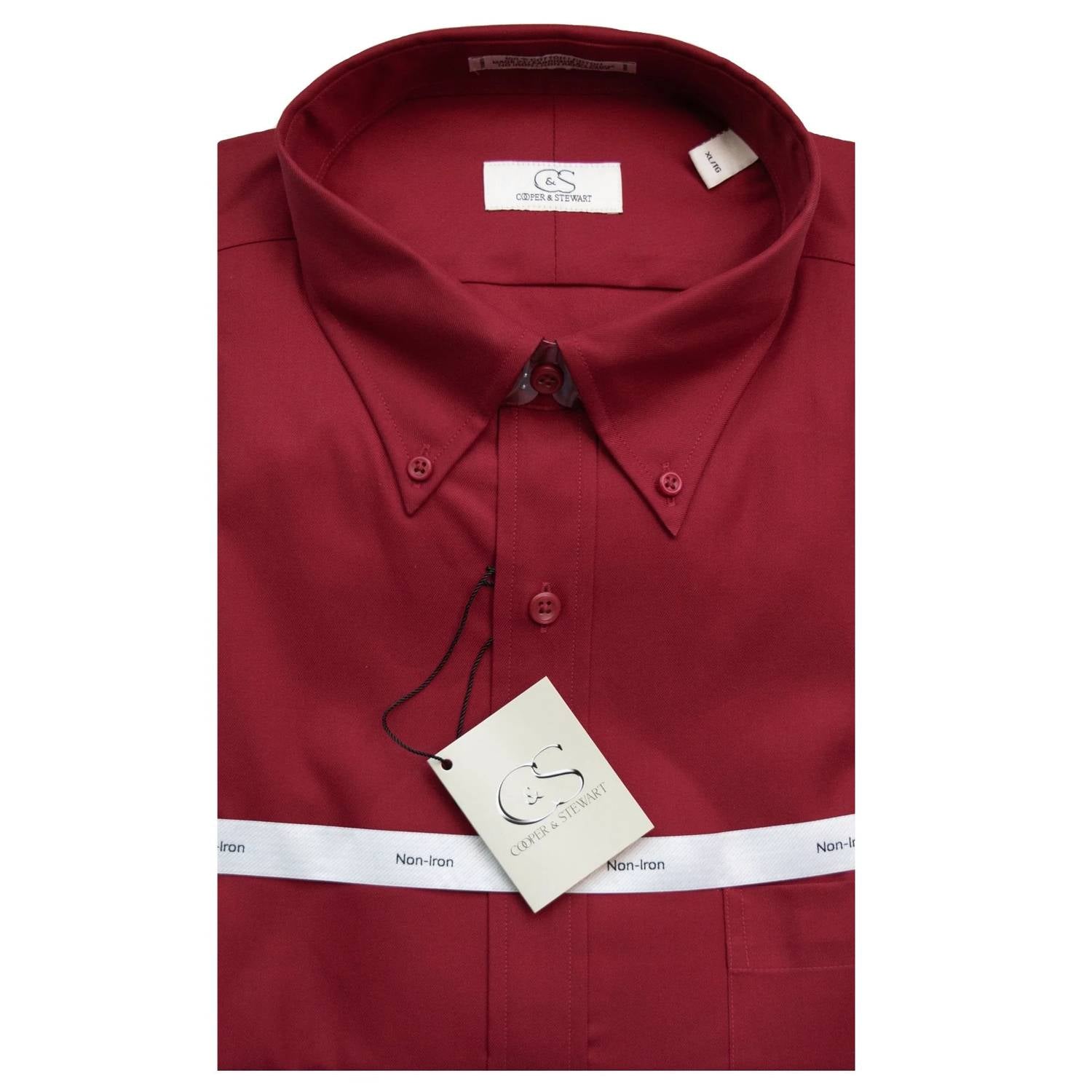 Cooper & Stewart - Men's Solid Wrinkle-free Cotton Twill Shirt