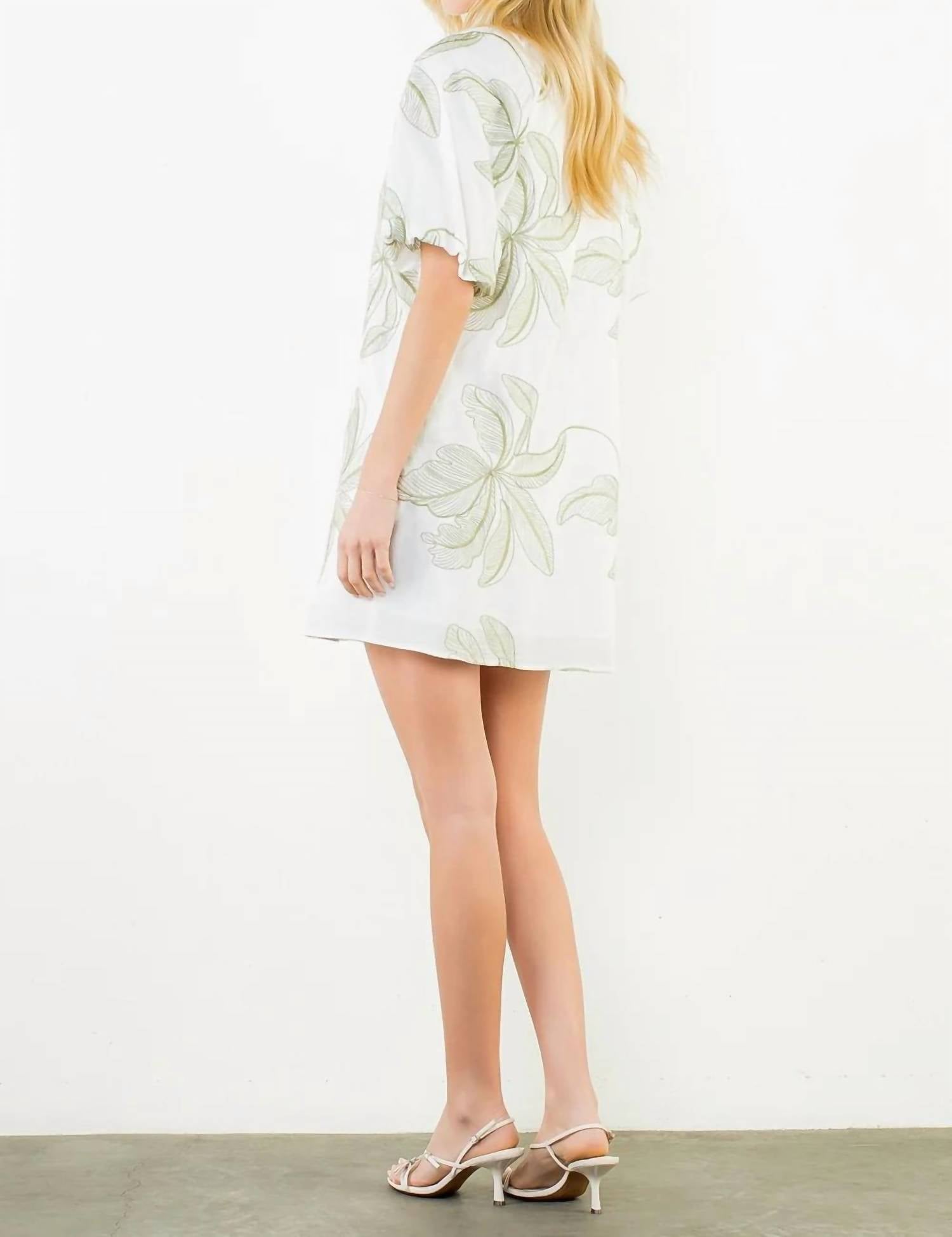 Thml - Leaf Flutter Sleeve Mini Dress