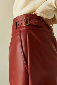 Crescent - Natalie Vegan Pu Midi Skirt With Side Buckle
