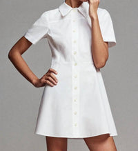 Frame - Flared Cotton Poplin Mini Shirt Dress