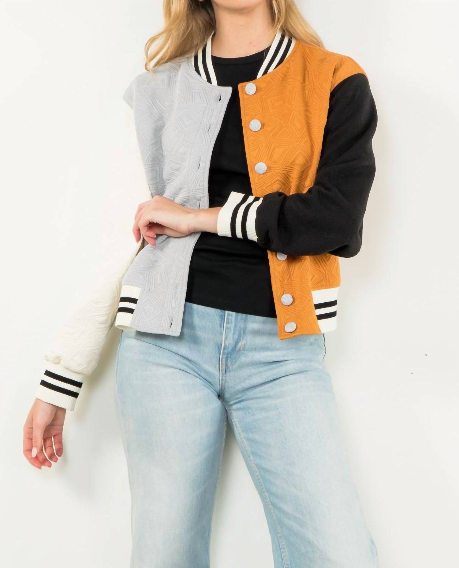Thml - Colorblock Button Up Jacket