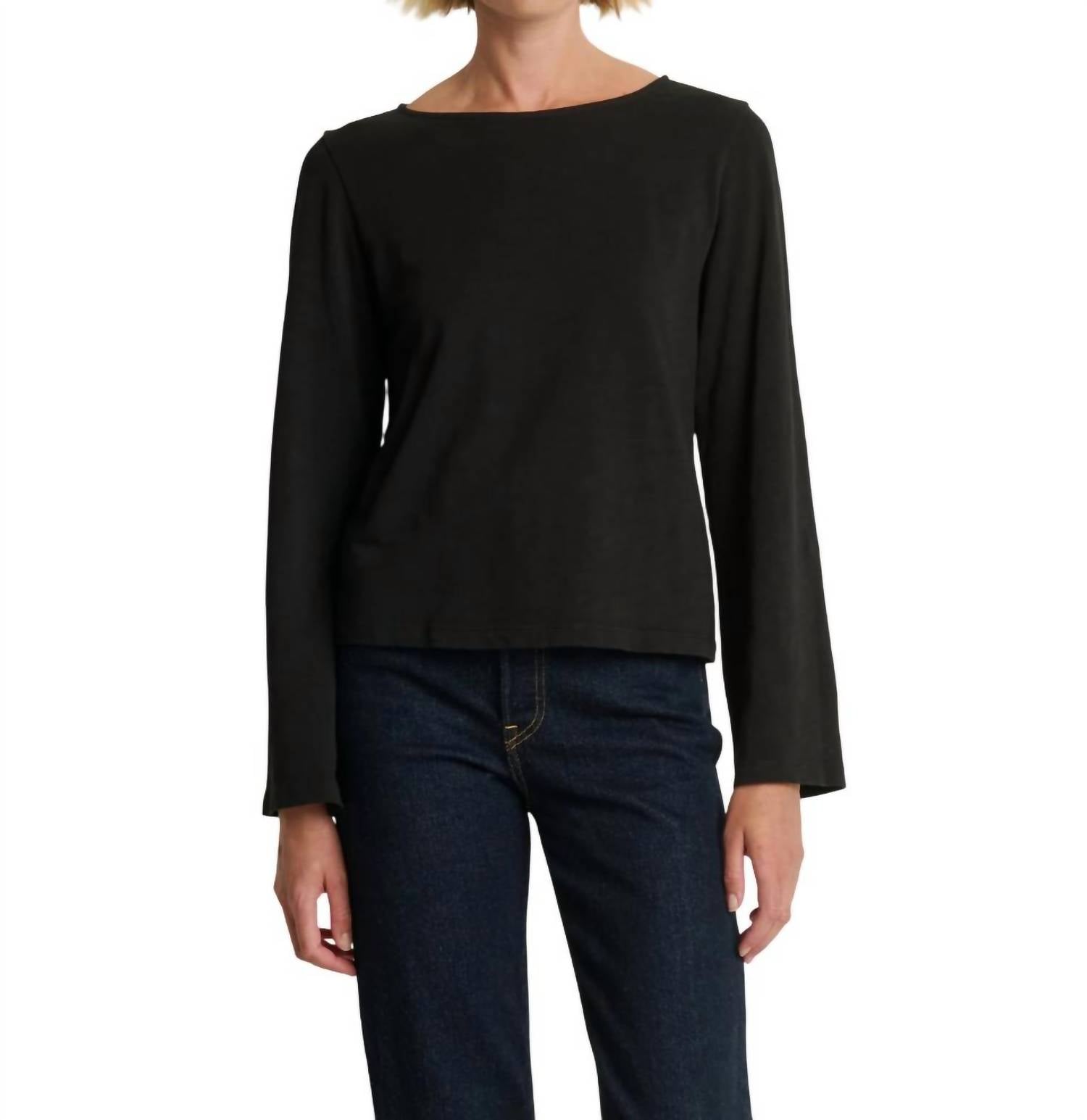 Nation LTD Tavin Tie Back Long Sleeve Top in jet black - women's blouse