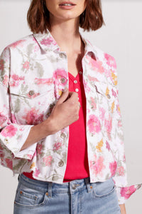 Tribal - Printed Denim Crop Jacket