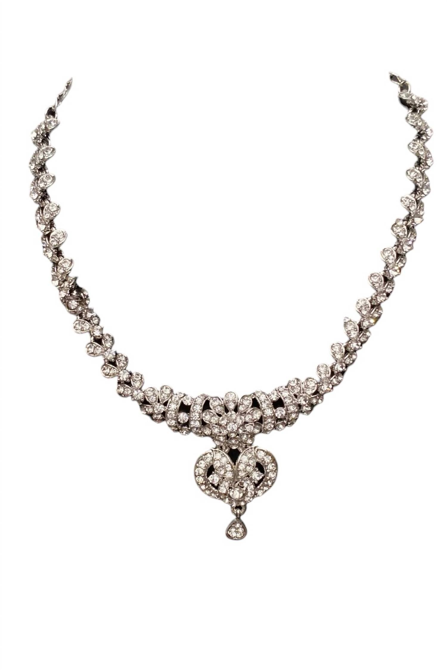 Donna Vinci Women's J122 Necklace And Earrings Jewelry Set in clear - women's jewelry - detail view