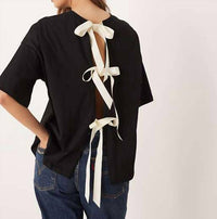 Never Fully Dressed - Contrast Bow Back T-shirt