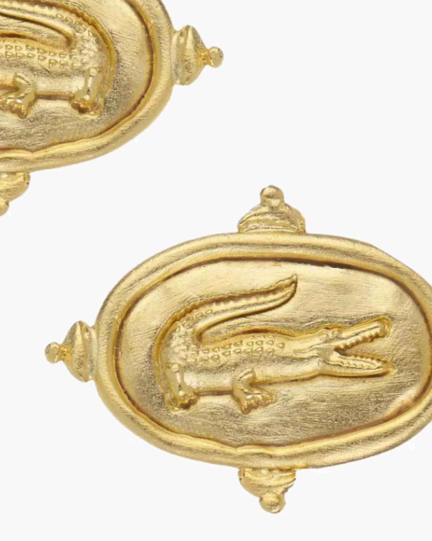 Susan Shaw - Women's Alligator Intaglio Studs Earrings