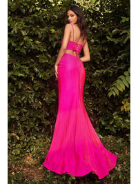 Ladivine - Stretch Satin Gown With Hot Stones