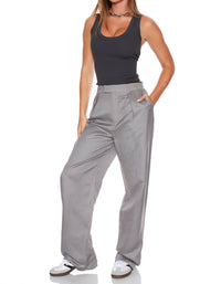 WithBlack Villa Tailored Linen Pants in gray - women's pants - detail view