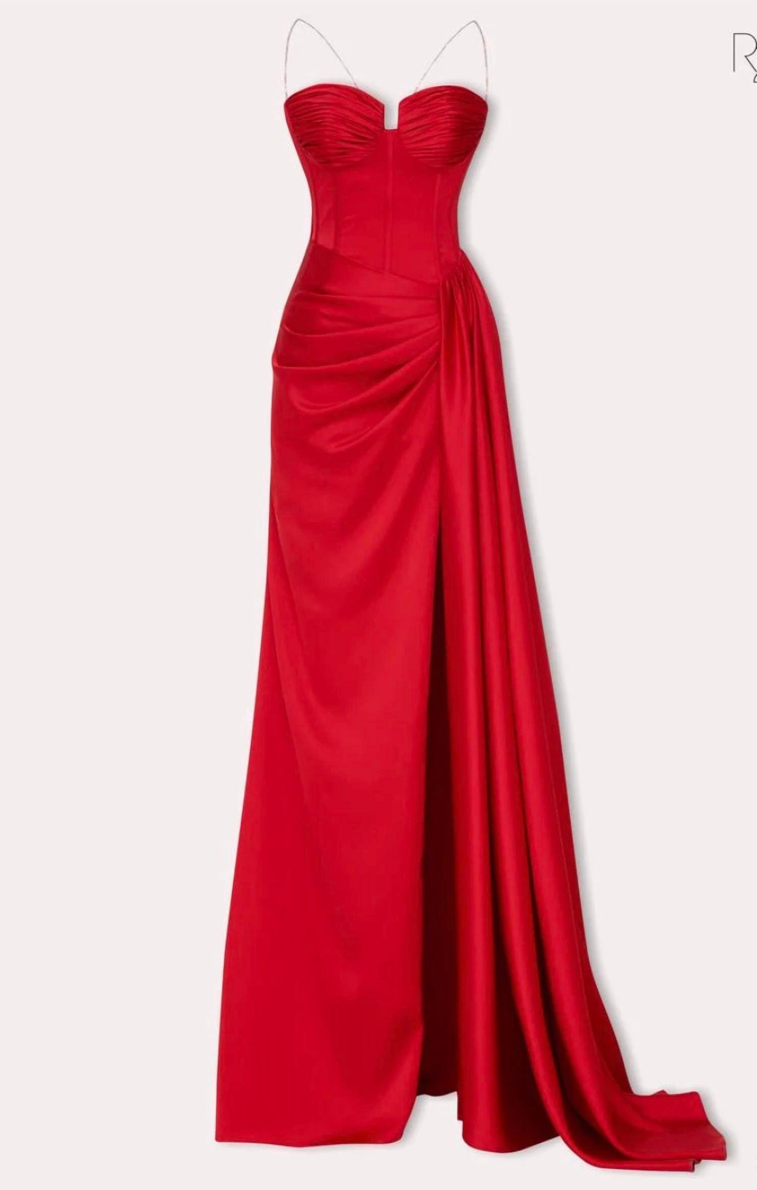 Tarik Ediz - Women's Long Satin Sheath Dress