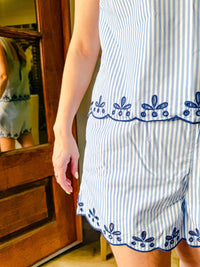 Day + Moon - Seaside Striped Eyelet Embroidered Set