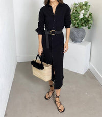 Bobi - Button Front Maxi Shirt Dress