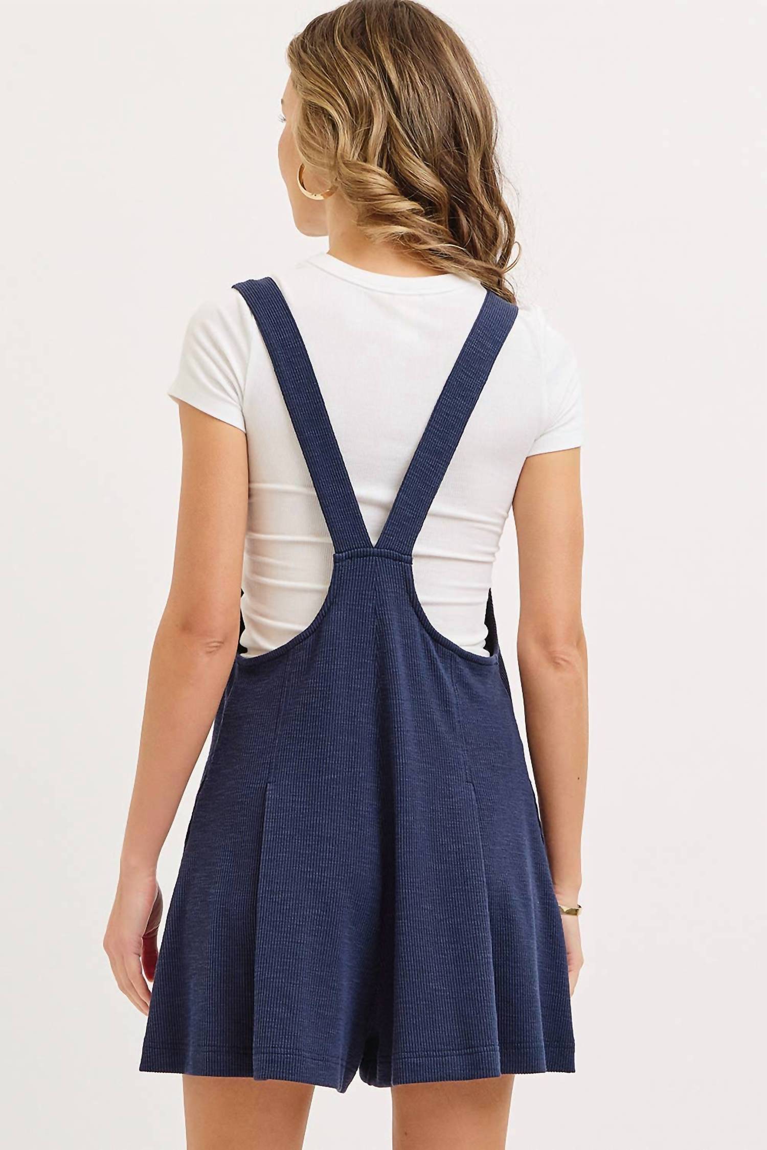 Sweet Lovely By Jen - Casual Knit Jersey Pinafore Romper