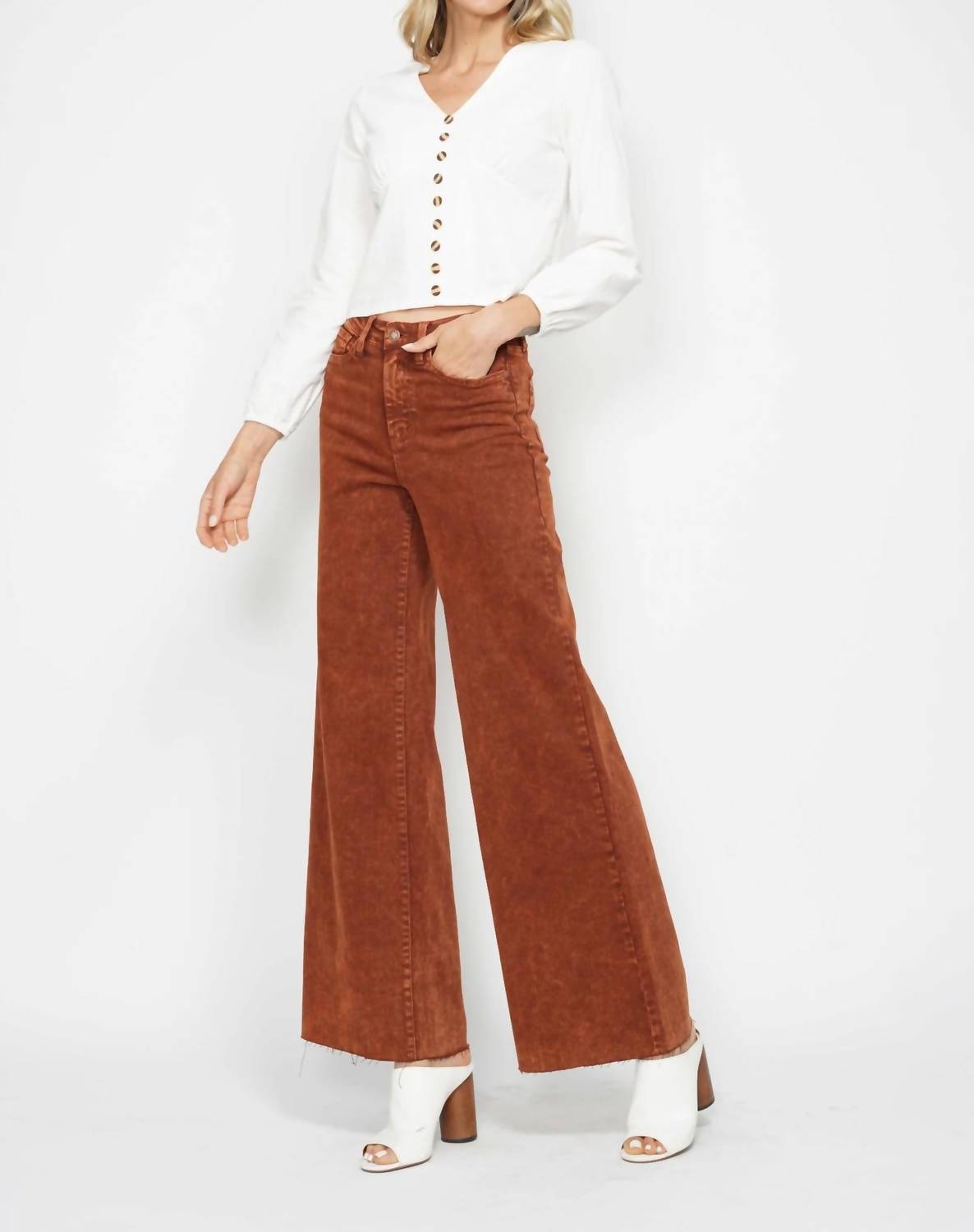 Judy Blue - High Waist Garment Dyed Retro Wide Leg Jeans