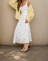 Blu Pepper - Floral Eyelet Tie Front Corset Midi Dress