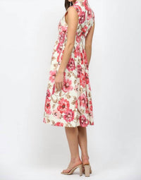 Fate - Floral Smocked Waist Front Zip Dress