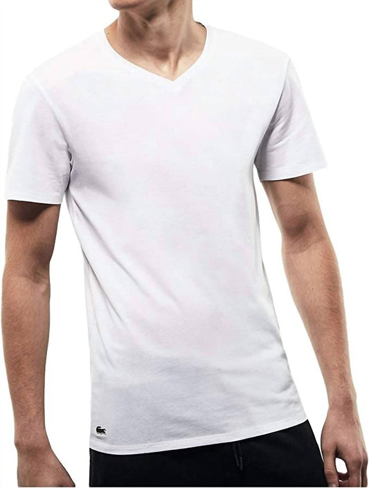 Lacoste - Men's Essentials 3-pack Slim Fit V-neck T-shirts