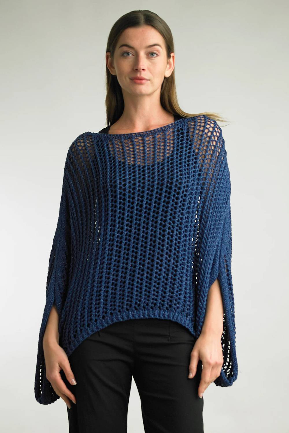 Tempo Paris - Metallic Crochet Poncho Top