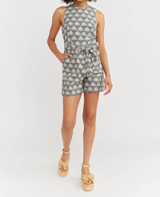 En Saison - NOVELTY GEO LINEN TIE WAIST ROMPER