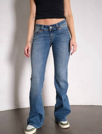 Abrand Jeans 00 Super Low Kick Petra Jeans in mid vintage indigo - women's jeans