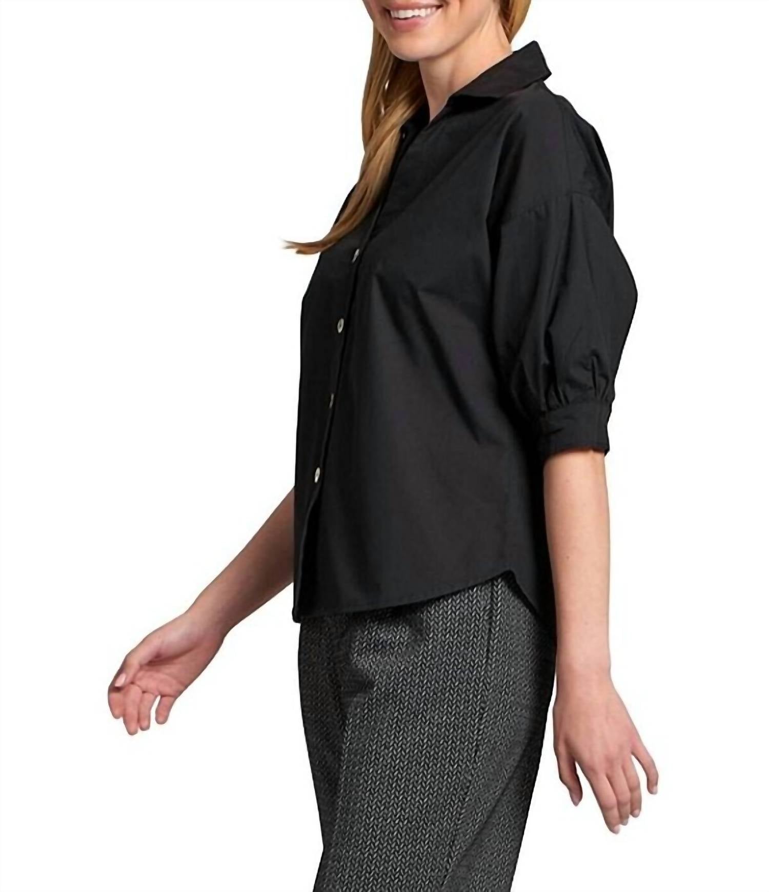 Apny - Elbow Sleeve Blouson Sleeve Shirt