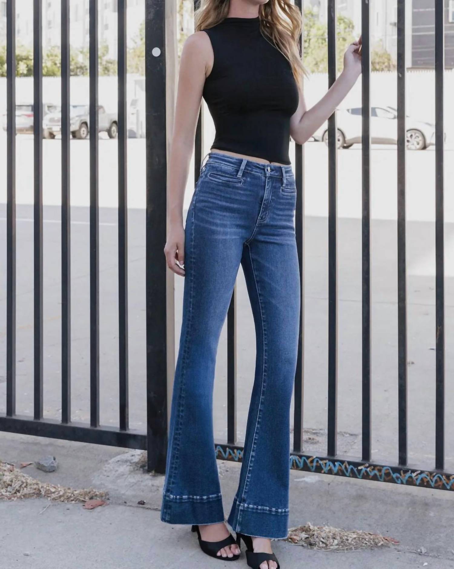 FLYING MONKEY Wells Flare Denim Jeans in luminous promise - women's jeans - view 8